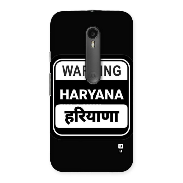 Warning Haryana Back Case for Moto G3