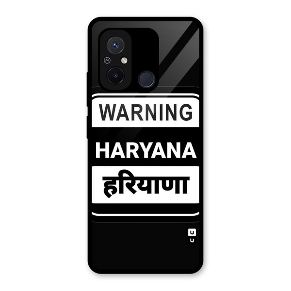 Warning Haryana Glass Back Case for Redmi 12C