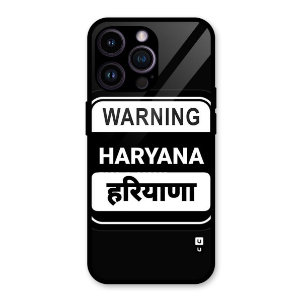 Warning Haryana Glass Back Case for iPhone 14 Pro Max