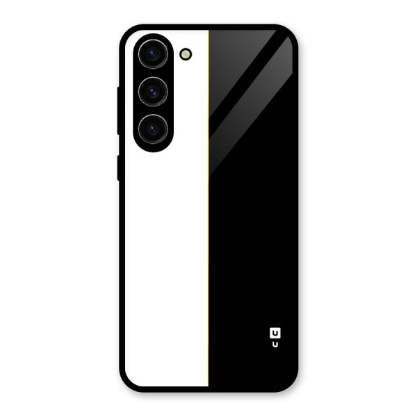 White Black Super Minimalistic Glass Back Case for Galaxy S23 Plus
