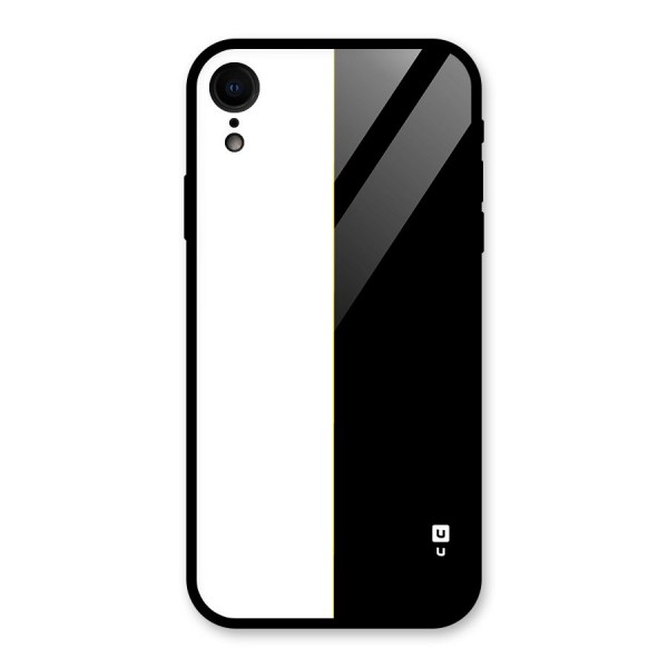 White Black Super Minimalistic Glass Back Case for iPhone XR