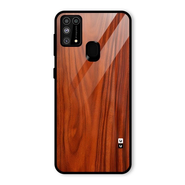 Wooden Texture Printed Glass Back Case for Galaxy F41