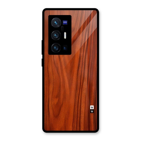 Wooden Texture Printed Glass Back Case for Vivo X70 Pro Plus