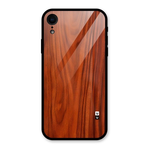 Wooden Texture Printed Glass Back Case for iPhone XR