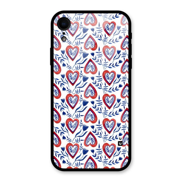 Wrapping Hearts Pattern Glass Back Case for iPhone XR