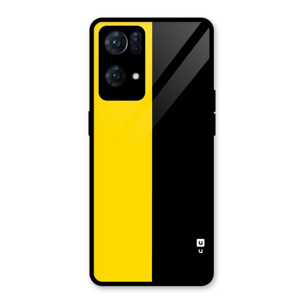 Yellow Black Super Minimalistic Glass Back Case for Oppo Reno7 Pro 5G