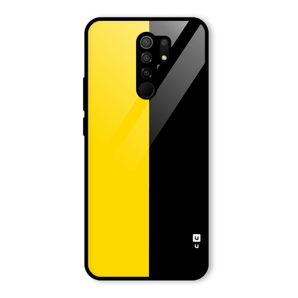 Yellow Black Super Minimalistic Glass Back Case for Redmi 9 Prime