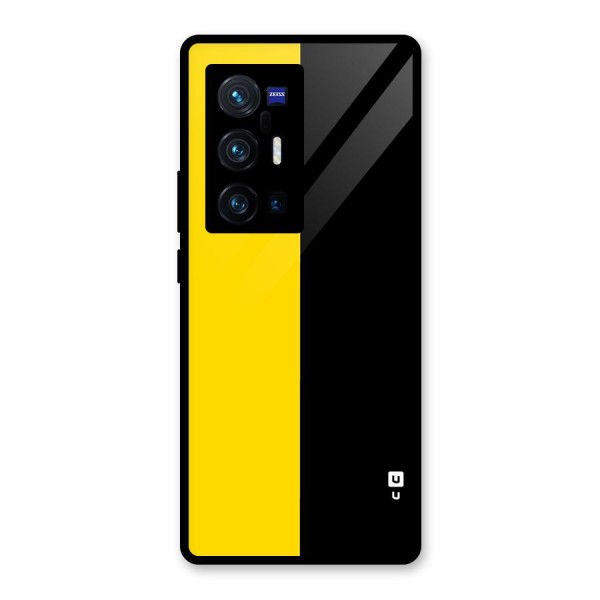 Yellow Black Super Minimalistic Glass Back Case for Vivo X70 Pro Plus