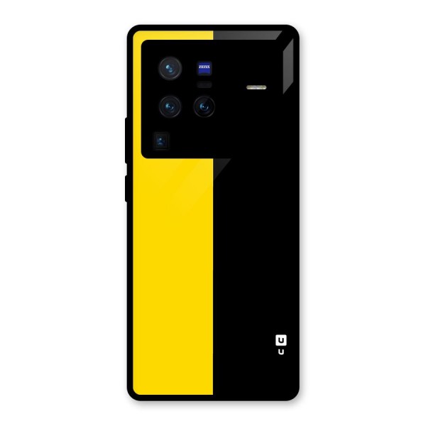 Yellow Black Super Minimalistic Glass Back Case for Vivo X80 Pro