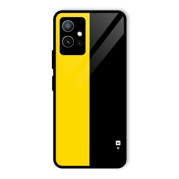 Yellow Black Super Minimalistic Glass Back Case for Vivo iQOO Z6