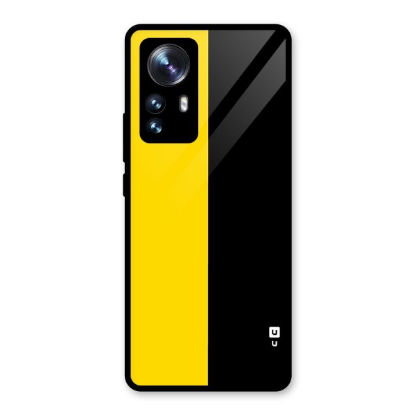 Yellow Black Super Minimalistic Glass Back Case for Xiaomi 12 Pro