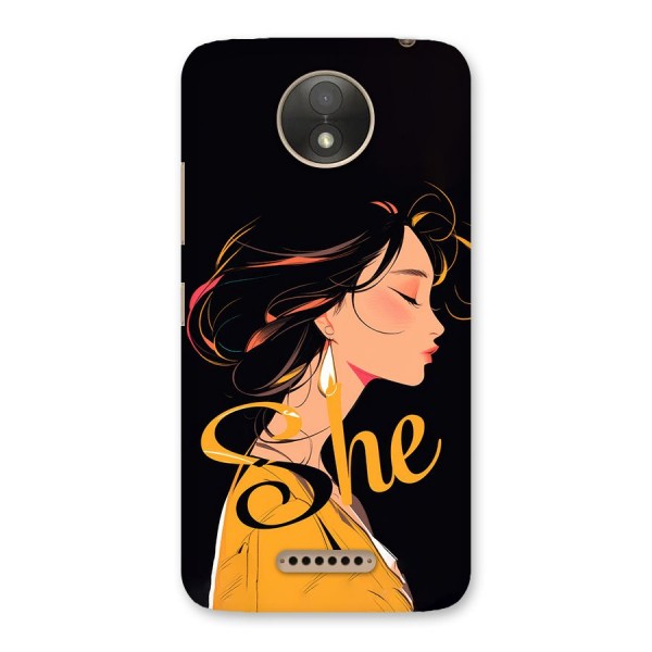 Yellow Lady Back Case for Moto C Plus