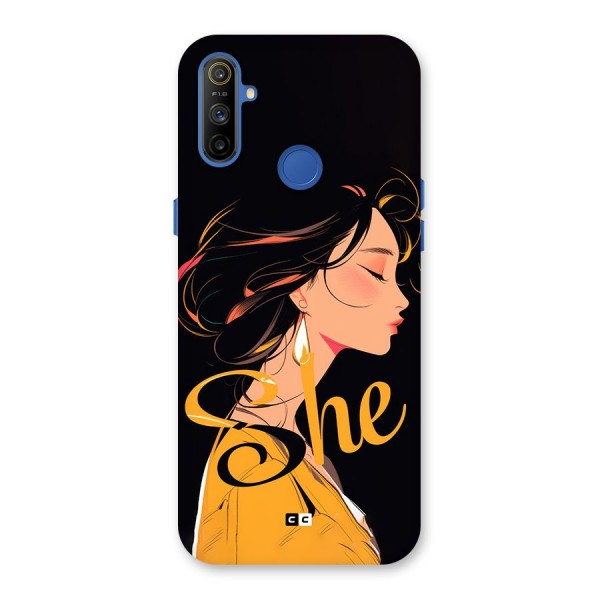 Yellow Lady Back Case for Realme Narzo 10A