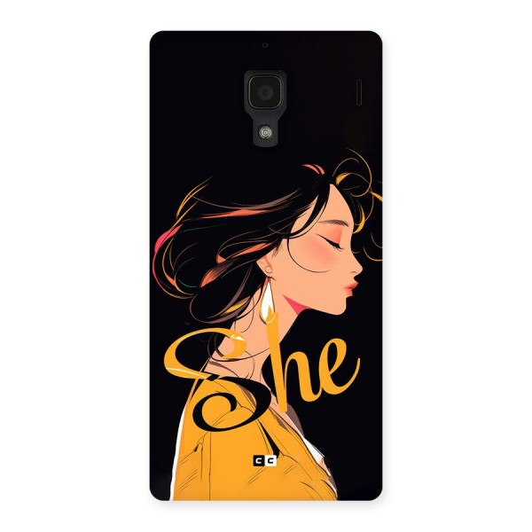 Yellow Lady Back Case for Redmi 1s