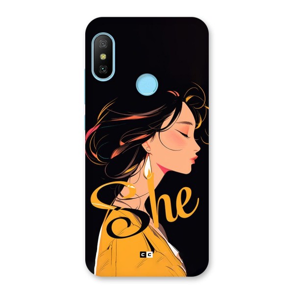 Yellow Lady Back Case for Redmi 6 Pro