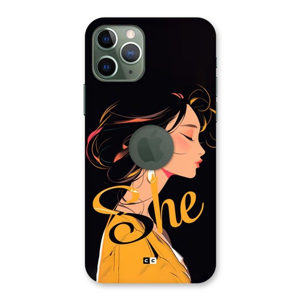 Yellow Lady Back Case for iPhone 11 Pro Logo Cut
