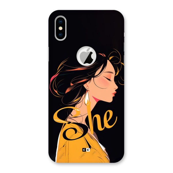 Yellow Lady Back Case for iPhone X Logo Cut