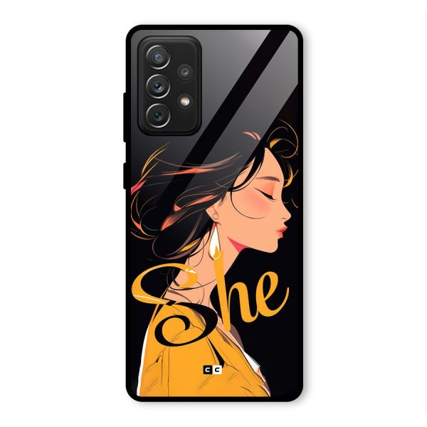 Yellow Lady Glass Back Case for Galaxy A72