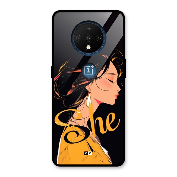 Yellow Lady Glass Back Case for OnePlus 7T