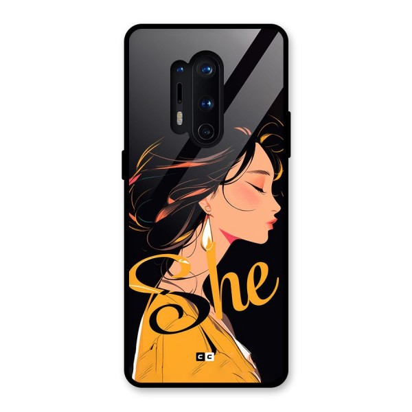 Yellow Lady Glass Back Case for OnePlus 8 Pro