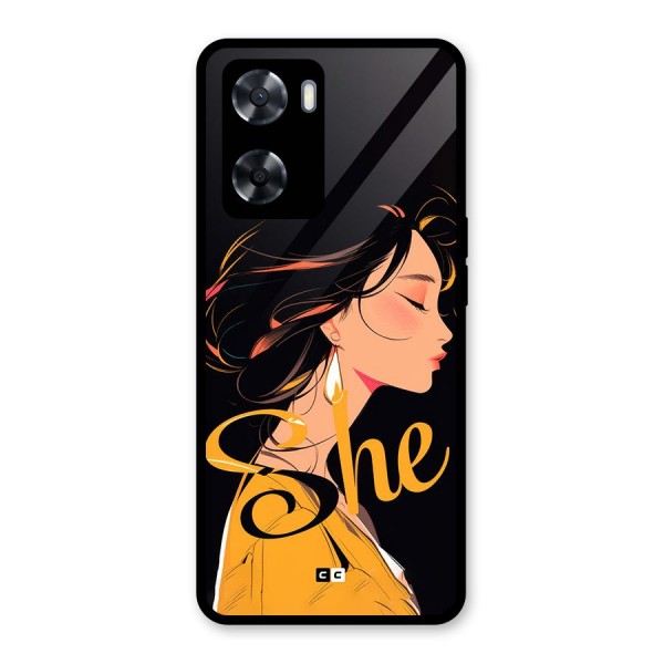 Yellow Lady Glass Back Case for Oppo A57 2022