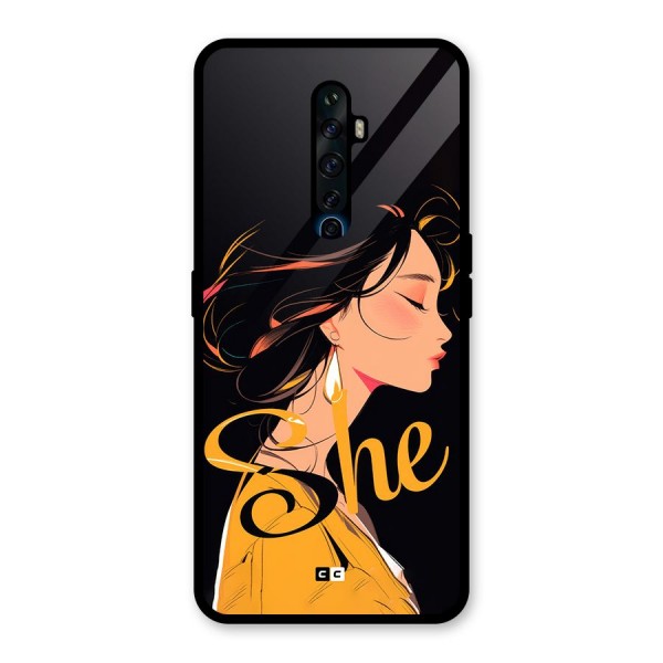 Yellow Lady Glass Back Case for Oppo Reno2 Z