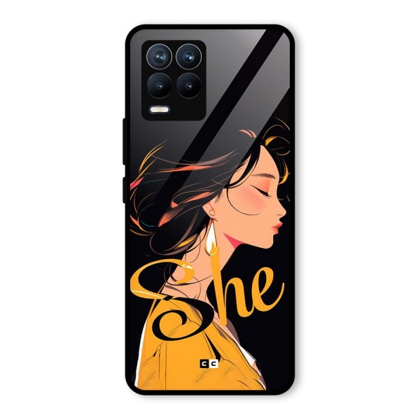 Yellow Lady Glass Back Case for Realme 8 Pro