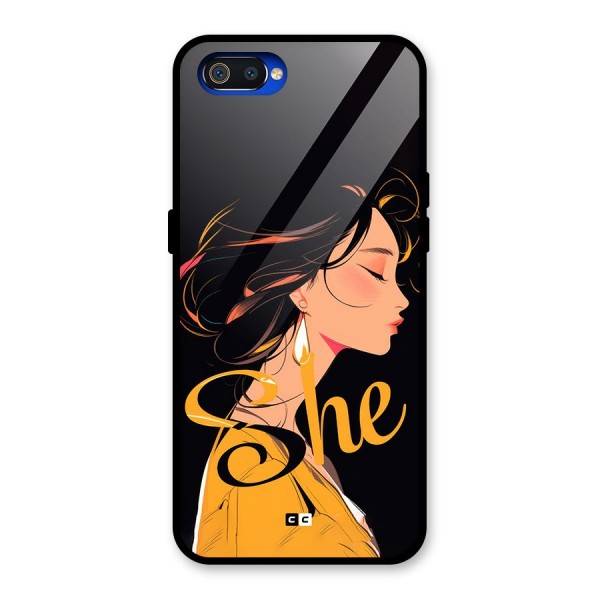 Yellow Lady Glass Back Case for Realme C2
