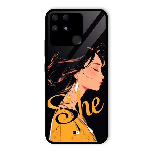 Yellow Lady Glass Back Case for Realme Narzo 50A