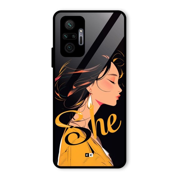 Yellow Lady Glass Back Case for Redmi Note 10 Pro Max