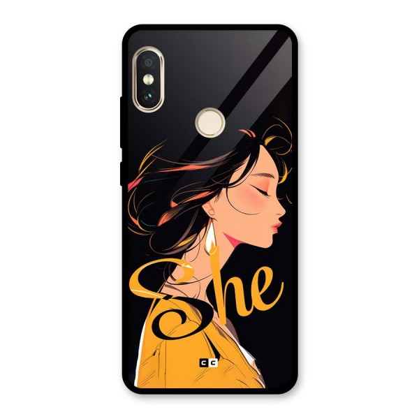 Yellow Lady Glass Back Case for Redmi Note 5 Pro