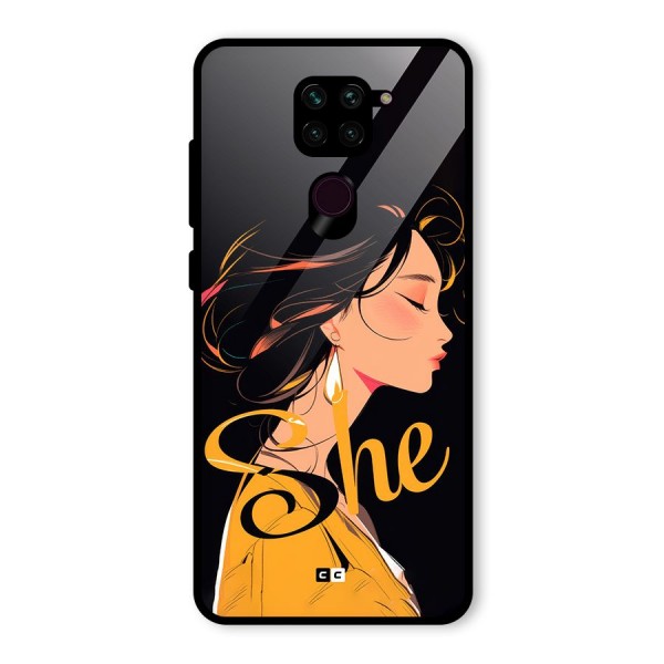 Yellow Lady Glass Back Case for Redmi Note 9