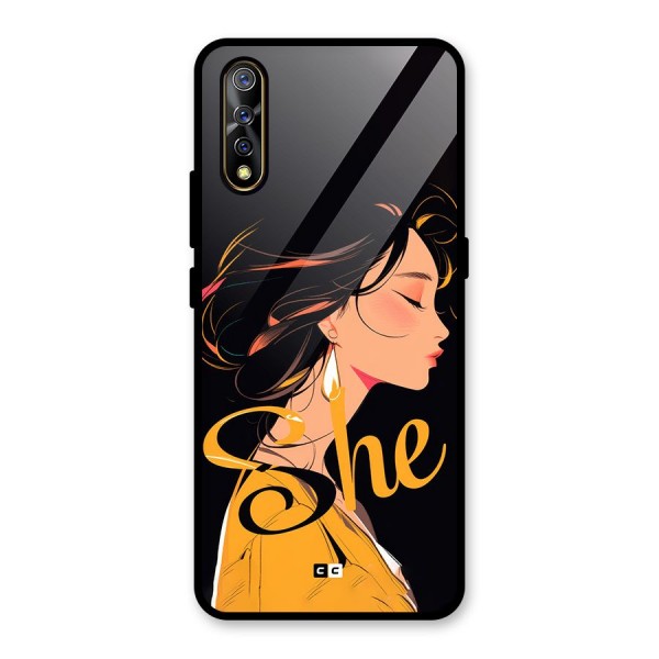 Yellow Lady Glass Back Case for Vivo S1
