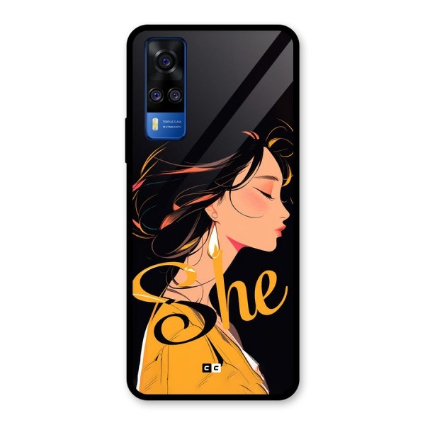 Yellow Lady Glass Back Case for Vivo Y51