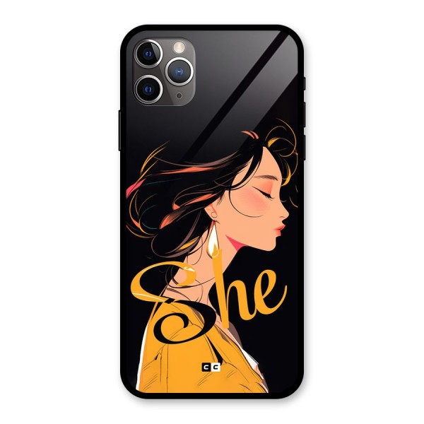 Yellow Lady Glass Back Case for iPhone 11 Pro Max