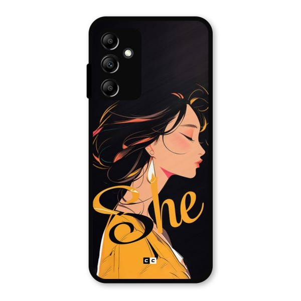 Yellow Lady Metal Back Case for Galaxy A14 5G
