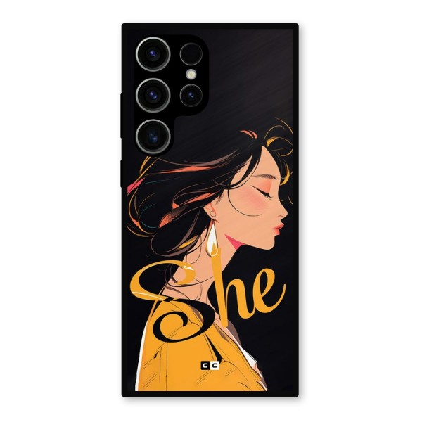 Yellow Lady Metal Back Case for Galaxy S23 Ultra
