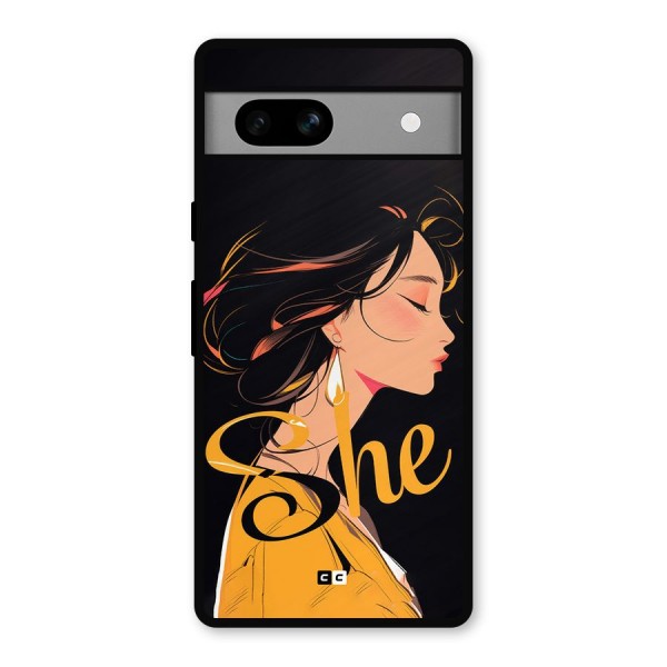 Yellow Lady Metal Back Case for Google Pixel 7a