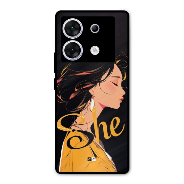Yellow Lady Metal Back Case for Infinix Zero 30 5G