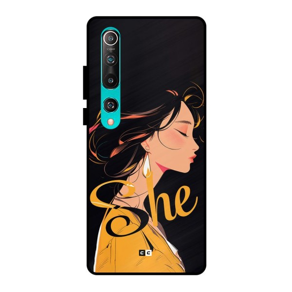 Yellow Lady Metal Back Case for Mi 10