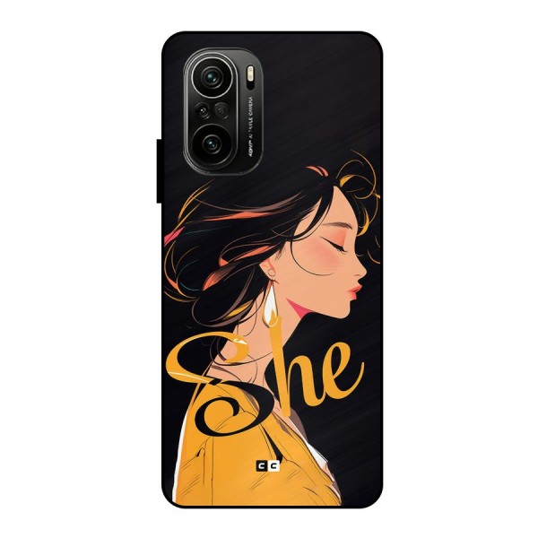 Yellow Lady Metal Back Case for Mi 11X Pro