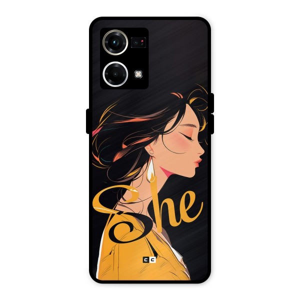 Yellow Lady Metal Back Case for Oppo F21s Pro 4G