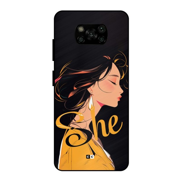 Yellow Lady Metal Back Case for Poco X3