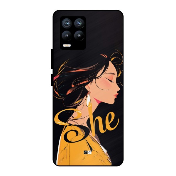 Yellow Lady Metal Back Case for Realme 8 Pro