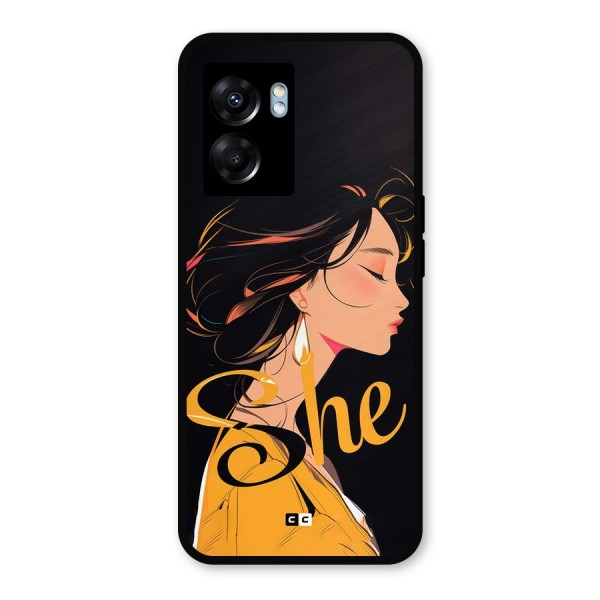 Yellow Lady Metal Back Case for Realme Narzo 50 5G