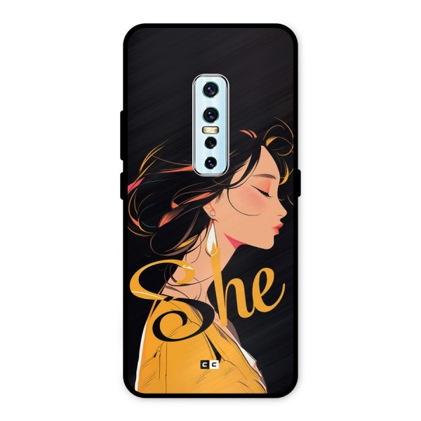 Yellow Lady Metal Back Case for Vivo V17 Pro