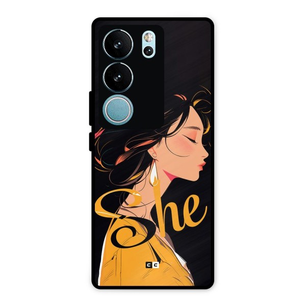 Yellow Lady Metal Back Case for Vivo V29