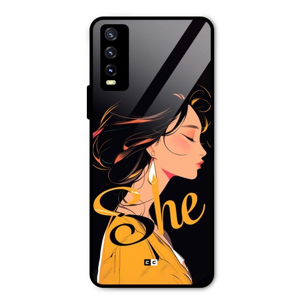 Yellow Lady Metal Back Case for Vivo Y20i