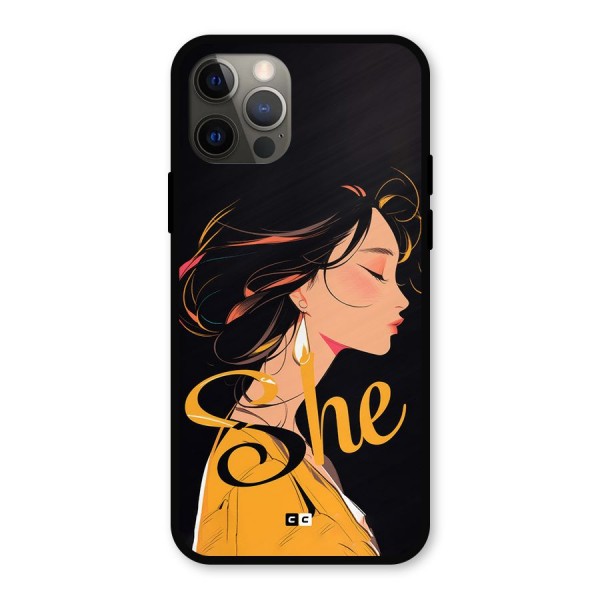 Yellow Lady Metal Back Case for iPhone 12 Pro