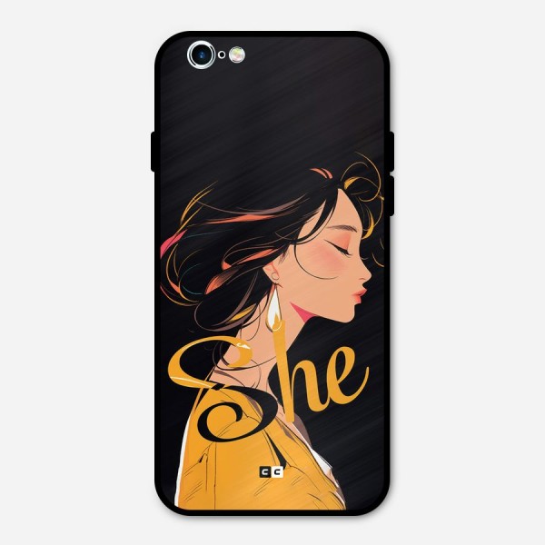 Yellow Lady Metal Back Case for iPhone 6 6s